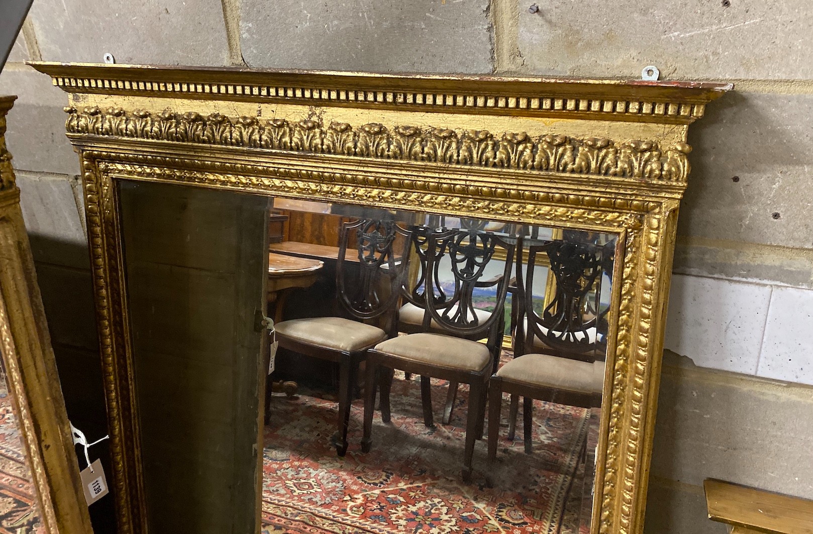 A pair of 19th century giltwood and composition overmantel mirrors, width 114cm, height 120cm